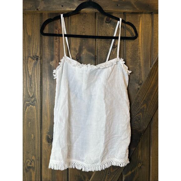 Francesca Bettini Linen Tank Top Spaghetti Strap Tassel Design - Picture 1 of 7